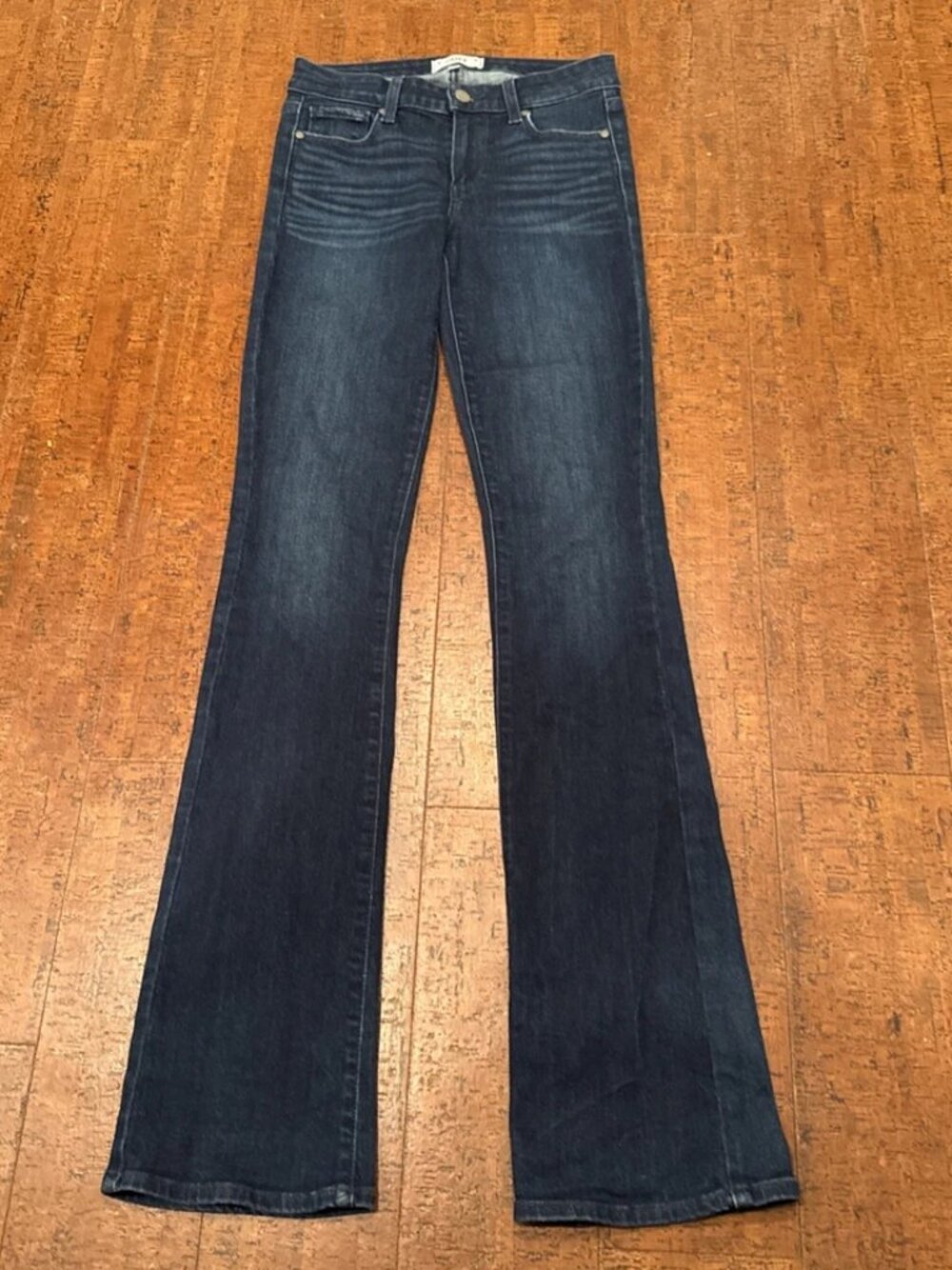 Paige 25 Long Dark Wash Manhattan Bootcut Jeans